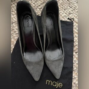Maje Women's Gray Suede Heels